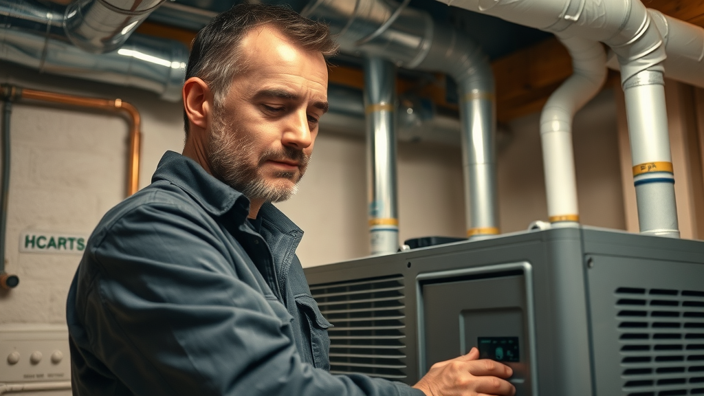 Expert HVAC technician servicing furnace in Cincinnati home basement