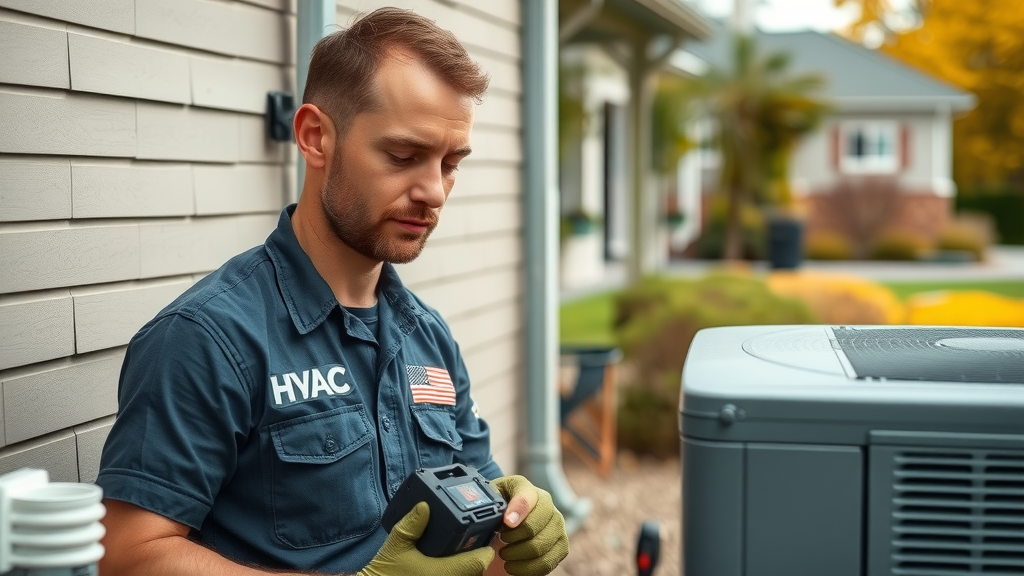 Dependable Cincinnati HVAC services expert checking home cooling system.
