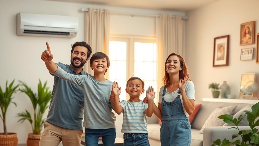 Family enjoys cool air after air conditioning repair at home