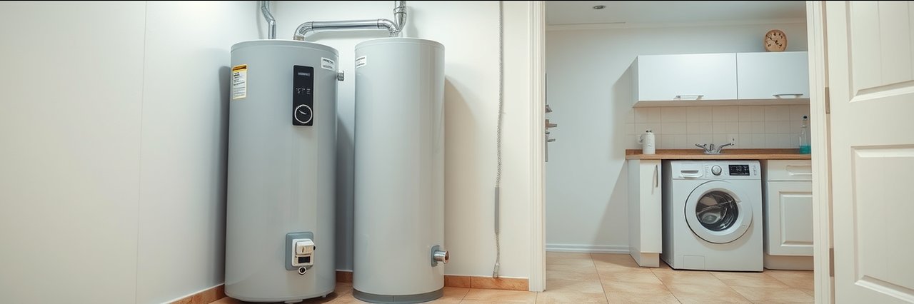 Energy-efficient water heater in modern utility room for plumbing maintenance Cincinnati.