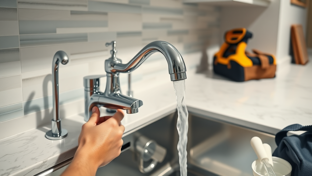 Modern kitchen faucet installed by expert for reliable home remodeling plumbing