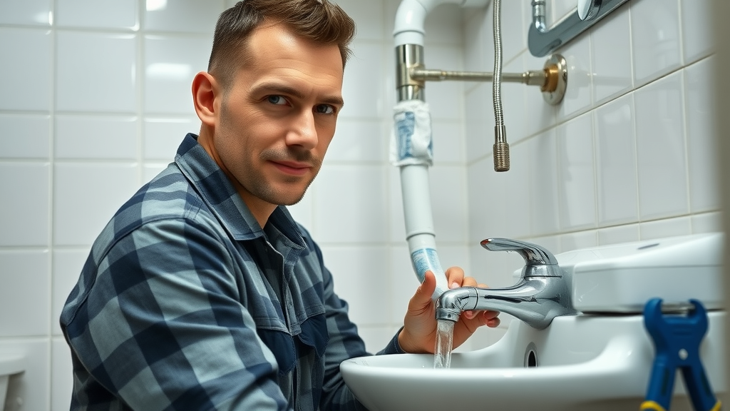 Plumber fixing bathroom pipes representing expert home plumbing services.