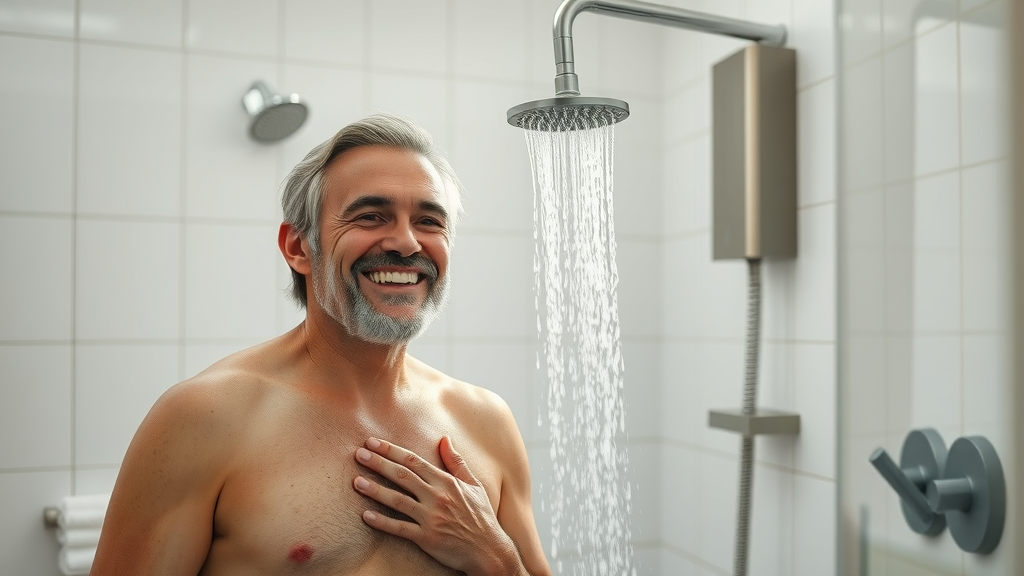 Modern bathroom with tankless water heater providing seamless, energy-efficient hot water.