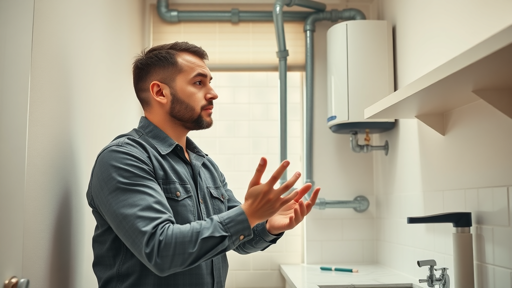 Plumber installing a tankless water heater for efficient household hot water solutions.