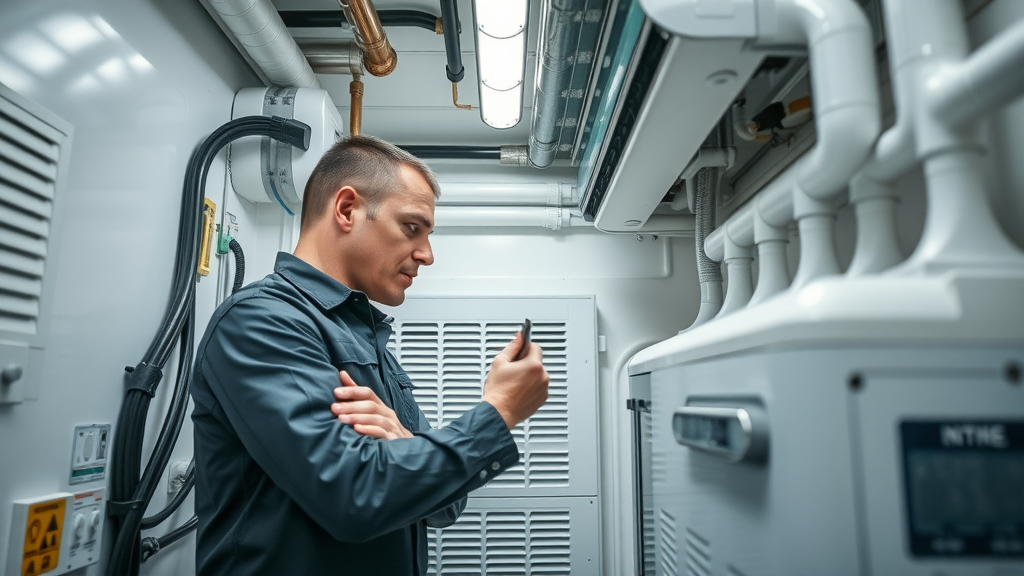 Home maintenance expert working on HVAC and plumbing systems