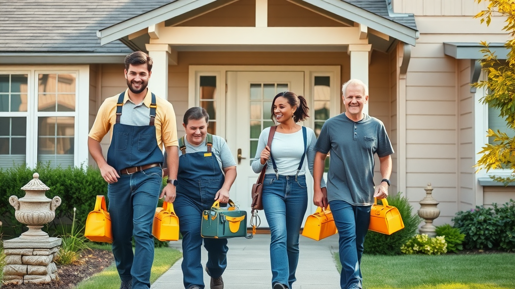 Home maintenance experts arriving at property for scheduled service