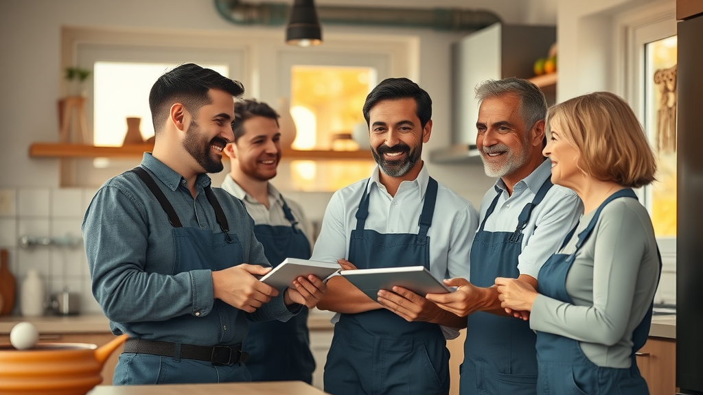 Family owned plumbing team providing expert service in a home kitchen