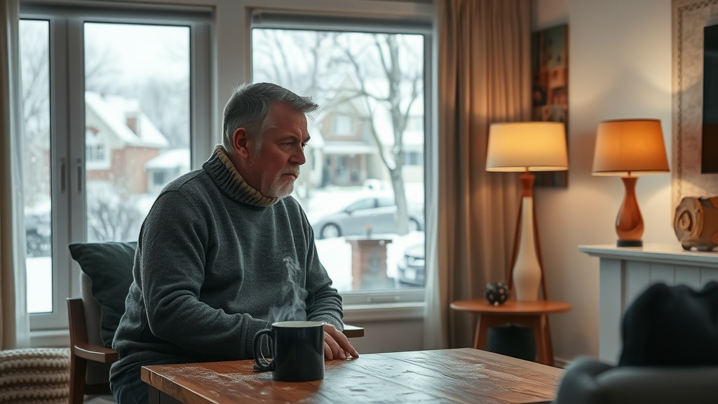 Homeowner checking heating system in cozy living room, heating repair cincinnati.