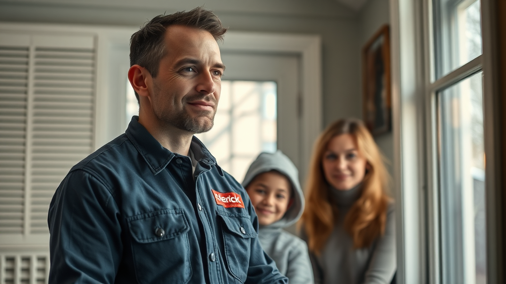 HVAC technician helps Cincinnati family, expert heating repair cincinnati service.