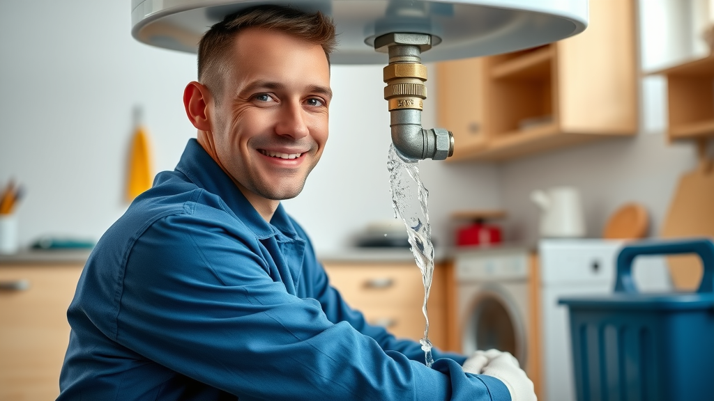 Professional plumber repairs leak, prompt residential plumbing services at work.
