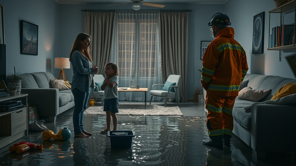 Nighttime emergency plumbing services saving family from home flooding