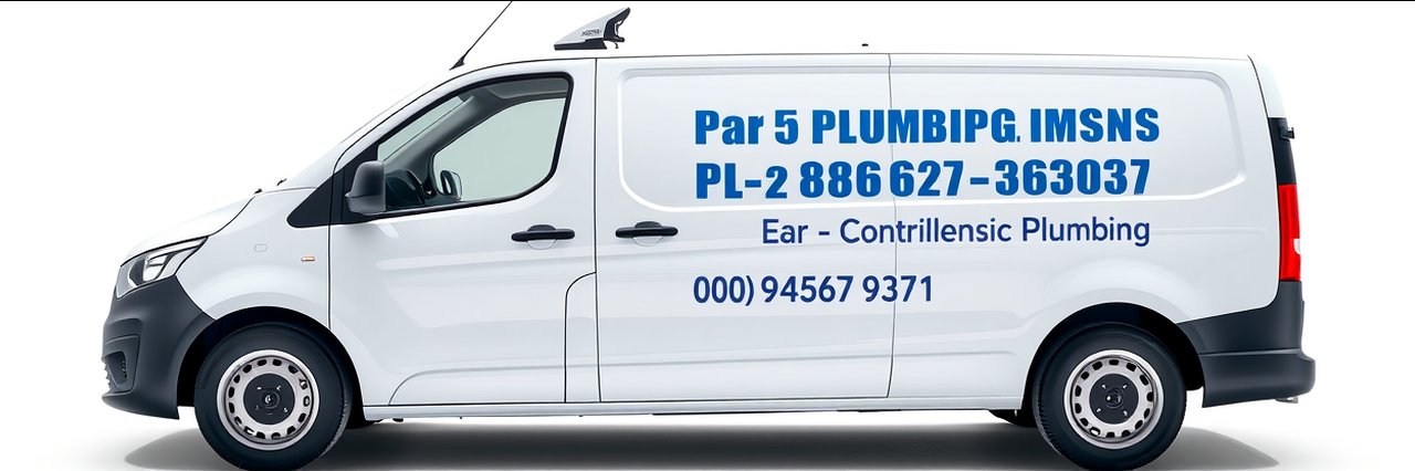 Residential plumbing repair van with company branding and contact info on side