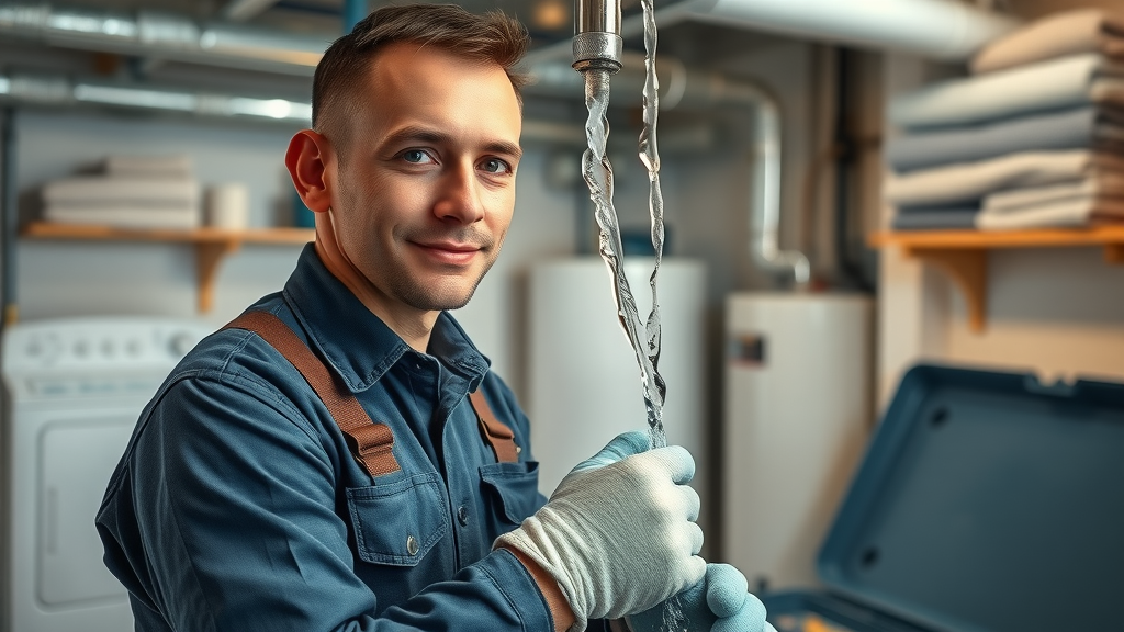 Professional plumber fixing pipes in a residential plumbing repair scenario.